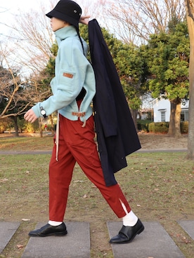 「ロングシャツ」｜「アイテム（その他アウター）」を使った、かざまくんさん（メンズ・176cm）の冬コーディネート