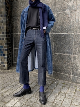 「shiyoh」｜「アイテム（チェスターコート）」を使った、かざまくんさん（メンズ・176cm）の冬コーディネート