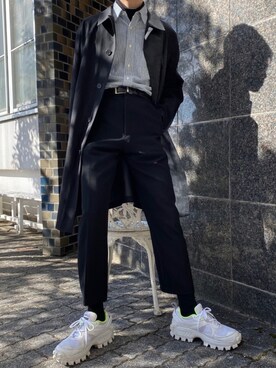 「Y's（ワイズ）のアイテム（スラックス）」を使った、かざまくんさん（メンズ・176cm）の春コーディネート