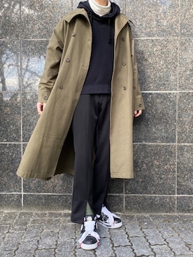 「PUBLUX（パブリュクス）のアイテム（トレンチコート）」を使った、かざまくんさん（メンズ・176cm）の春コーディネート