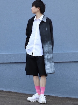 「ボーダーソックス」｜「アイテム（ジャケット/アウター）」を使った、かざまくんさん（メンズ・176cm）の春コーディネート