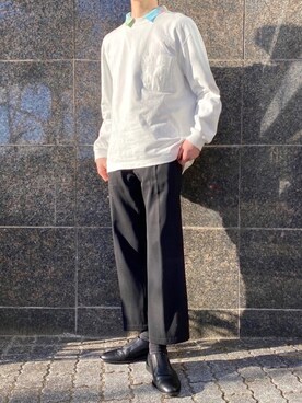 「Y's（ワイズ）のアイテム（スラックス）」を使った、かざまくんさん（メンズ・176cm）の春コーディネート