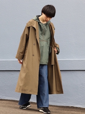 「PUBLUX（パブリュクス）のアイテム（トレンチコート）」を使った、かざまくんさん（メンズ・176cm）の春コーディネート