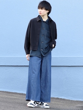 「ネイビーコーデ」｜「アイテム（その他アウター）」を使った、かざまくんさん（メンズ・176cm）の春コーディネート