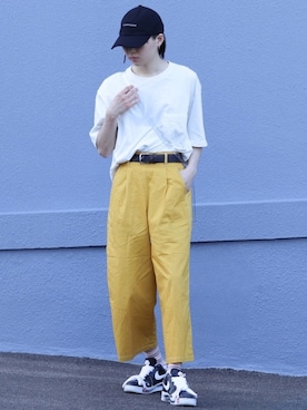 「ボーダーソックス」｜「アイテム（キャップ）」を使った、かざまくんさん（メンズ・176cm）の春コーディネート