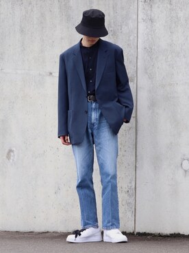 「ブルーコーデ」｜「アイテム（その他アウター）」を使った、かざまくんさん（メンズ・176cm）の秋コーディネート