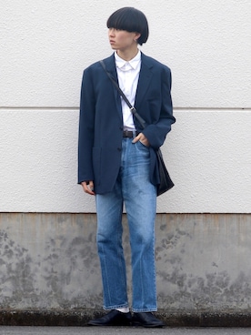 「ブルーコーデ」｜「アイテム（その他アウター）」を使った、かざまくんさん（メンズ・176cm）の春コーディネート