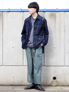 「MinoriTY（マイノリティ）の2タックテーパードワイドパンツ【MinoriTY × WEARISTA Mr.SZK（ミスタースズキ）コラボ】（スラックス）」を使った、かざまくんさん（メンズ・176cm）の春コーディネート