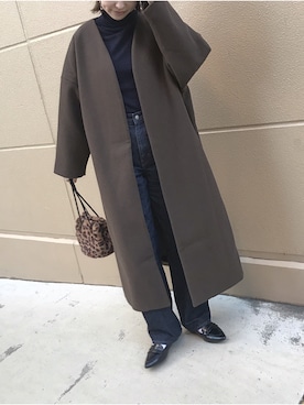 「coca（coca）（コカ）のアイテム（ノーカラージャケット）」を使った、co_co_nanaさん（レディース・163cm）の冬コーディネート