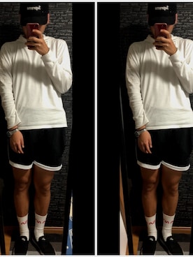 「ソックス」｜「アイテム（スリッポン）」を使った、たいしょーさん（メンズ・183cm）の秋コーディネート