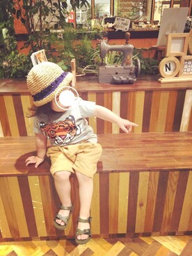 「BIT'Z（ビッツ）のアイテム（パンツ）」を使った、HALU ⑰⑨SENAさん（キッズ・90cm）の夏コーディネート