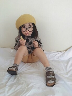 「BIT'Z（ビッツ）のアイテム（パンツ）」を使った、HALU ⑰⑨SENAさん（キッズ・90cm）の春コーディネート