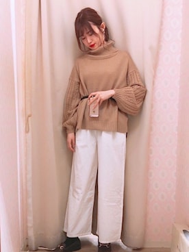 「earth music&ecology（アースミュージックアンドエコロジー）のORiental TRaffic ビットローファー（ローファー）」を使った、amiさん（レディース・164cm）の秋コーディネート