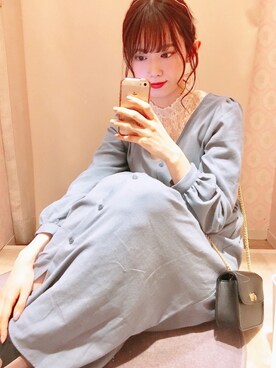 「earth music&ecology（アースミュージックアンドエコロジー）のチェーンミニショルダーバッグ　＊（ショルダーバッグ）」を使った、amiさん（レディース・164cm）の冬コーディネート
