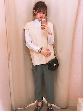 「earth music&ecology（アースミュージックアンドエコロジー）のORiental TRaffic ビットローファー（ローファー）」を使った、amiさん（レディース・164cm）の冬コーディネート