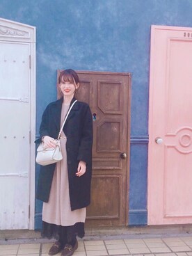 「earth music&ecology（アースミュージックアンドエコロジー）のORiental TRaffic ビットローファー（ローファー）」を使った、amiさん（レディース・164cm）の冬コーディネート