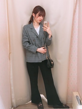 「グレンチェック」｜amiさん（レディース・164cm）の春コーディネート
