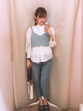 「earth music&ecology（アースミュージックアンドエコロジー）のORiental TRaffic ビットローファー（ローファー）」を使った、amiさん（レディース・164cm）の春コーディネート