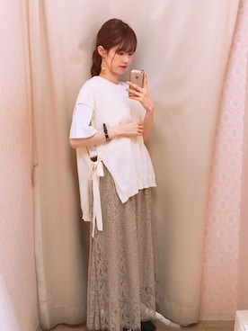 「earth music&ecology（アースミュージックアンドエコロジー）のアイテム（ベスト）」を使った、amiさん（レディース・164cm）の春コーディネート