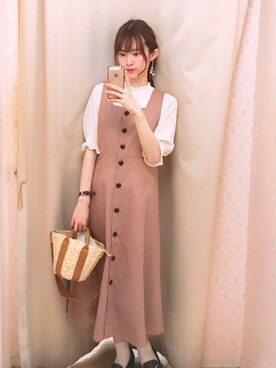 「earth music&ecology（アースミュージックアンドエコロジー）のORiental TRaffic ビットローファー（ローファー）」を使った、amiさん（レディース・164cm）の春コーディネート