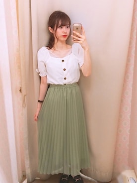「earth music&ecology（アースミュージックアンドエコロジー）のORiental TRaffic ビットローファー（ローファー）」を使った、amiさん（レディース・164cm）の春コーディネート