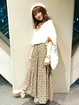 「Rodeo Crowns（ロデオクラウンズ）のアイテム（ハンチング/ベレー帽）」を使った、のんのんさん（レディース・147cm）の夏コーディネート