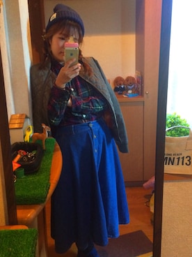 「しまむら（シマムラ）のアイテム（スタジャン）」を使った、ByuOkieAさん（レディース・155cm）の冬コーディネート