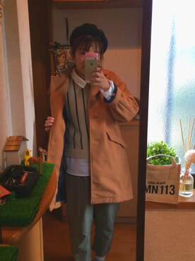「SEVENDAYS=SUNDAY（セブンデイズサンデイ）のアイテム（チェスターコート）」を使った、ByuOkieAさん（レディース・155cm）の冬コーディネート