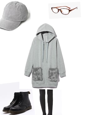 「スウェットワンピース」｜「アイテム（チェスターコート）」を使った、葵さん（レディース・160cm）の冬コーディネート