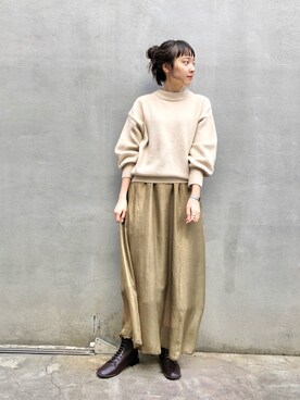 yuka tanakaさんの「シャイニーシフォンフレアスカート」を使ったコーディネート