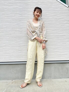 「マーブルシャツ」｜yuka tanakaさん（レディース・160cm）の春コーディネート