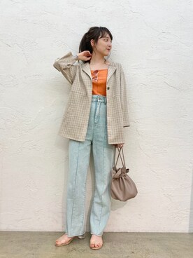 「Kastane（カスタネ）のアイテム（ノーカラージャケット）」を使った、yuka tanakaさん（レディース・160cm）の春コーディネート