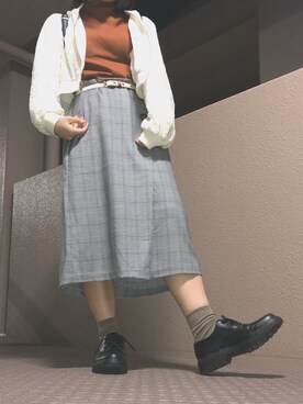 「アキコーデ」｜「アイテム（ブルゾン）」を使った、まるもちさん（レディース・153cm）の秋コーディネート
