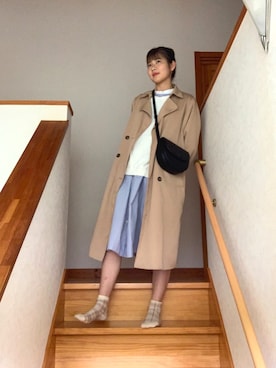 「ハーフムーンバック」｜「アイテム（トレンチコート）」を使った、yunaさん（レディース・163cm）の春コーディネート