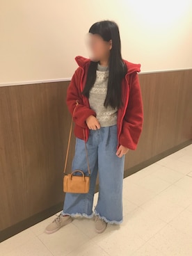 「スカラップ」｜「アイテム（ブルゾン）」を使った、イトさん（レディース・158cm）の冬コーディネート