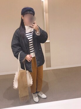 「TOMMY HILFIGER（トミーヒルフィガー）のアイテム（マフラー）」を使った、イトさん（レディース・158cm）の冬コーディネート