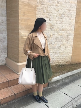 「シフォンブラウス」｜「アイテム（ジャケット/アウター）」を使った、イトさん（レディース・158cm）の春コーディネート