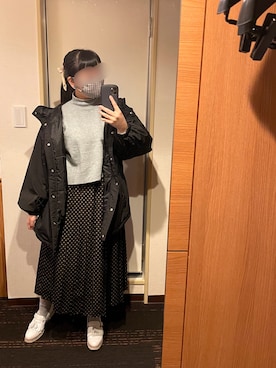 「ドットスカート」｜「アイテム（その他アウター）」を使った、イトさん（レディース・158cm）の冬コーディネート