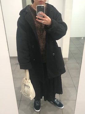 「アイテム（その他トップス、ブラウン系）」を使った、yuさん（レディース・152cm）の冬コーディネート