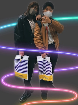 「carhartt」｜「アイテム（スラックス）」を使った、もんちゃそさん（メンズ・162cm）の冬コーディネート