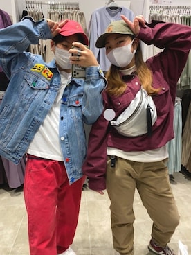 「古着女子」｜「アイテム（ナイロンジャケット）」を使った、もんちゃそさん（メンズ・162cm）の冬コーディネート