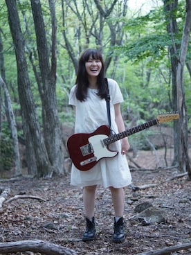 「ひざ丈スカート」｜「アイテム（ワンピース/ドレス）」を使った、コウユさん（レディース・157cm）の夏コーディネート