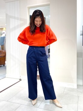 「ワークパンツ」｜「アイテム（パンプス）」を使った、ぴーさん。さん（レディース・161cm）の春コーディネート