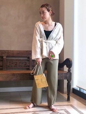 「BEAMS LIGHTS」｜「アイテム（その他アウター）」を使った、ウエダ シホさん（レディース・157cm）の夏コーディネート