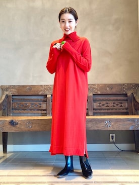「BEAMS LIGHTS」｜「アイテム（ワンピース/ドレス）」を使った、ウエダ シホさん（レディース・157cm）の秋コーディネート