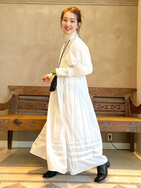 「BEAMS LIGHTS」｜「アイテム（ワンピース/ドレス）」を使った、ウエダ シホさん（レディース・157cm）の冬コーディネート