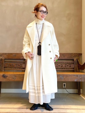 「BEAMS LIGHTS」｜「アイテム（その他アウター）」を使った、ウエダ シホさん（レディース・157cm）の冬コーディネート