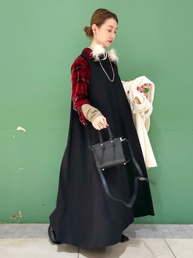 「BEAMS LIGHTS」｜「アイテム（ワンピース/ドレス）」を使った、ウエダ シホさん（レディース・157cm）の冬コーディネート
