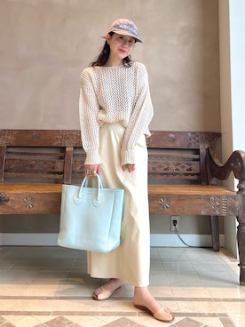「BEAMS LIGHTS」｜「アイテム（帽子）」を使った、ウエダ シホさん（レディース・157cm）の春コーディネート