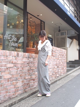 「SHIPS for women」｜「アイテム（サロペット/オーバーオール）」を使った、安孫子さん（レディース・155cm）の春コーディネート